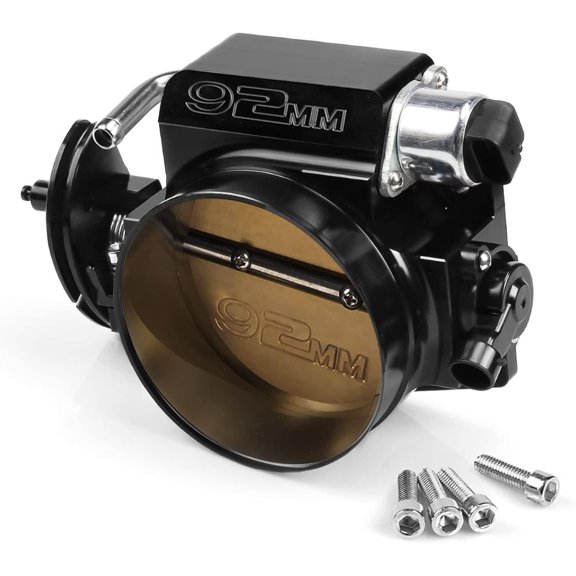 92mm Throttle Body Drive by Cable Compatible with GM LS1 LS Engine 4 Bolt Aluminum Black DBC TBI + TPS IAC Sensor for 4.8L 5.3L 6.0L 6.2L V8 Silverado Sierra Camaro GTO Corvette