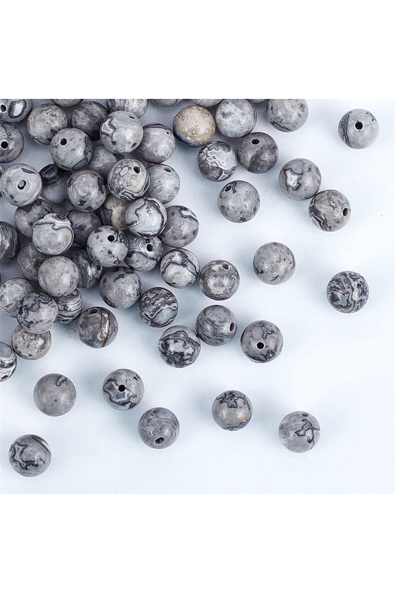 92pcs 8mm Natural Picasso Stone Beads Picass Map Jasper Bead Strands Round Loose Gemstone Beads Energy Stone for Bracelet Necklace Jewelry Making