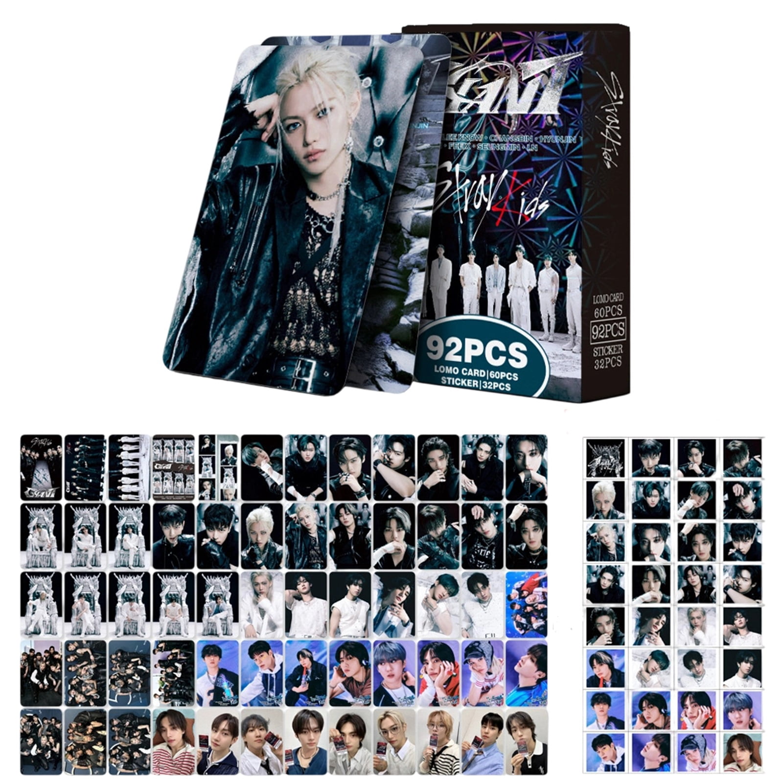 92PCS Stray Kids Photocards + Autocollants - Set Cadeau Fans Lee Know Album Nouveau