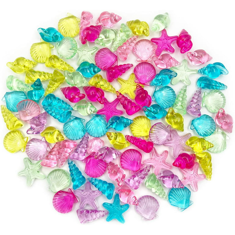 92pcs/Set 4 Styles Acrylic Seashells Conch Starfish Assorted Color for  Table Scatters Beach Theme Sea Shells Party Decoration Crafts