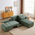thumbnail image 1 of 93.5" Convertible Oversize Corduroy 3 in 1 Sleeper & Sectional Sofa, L-Shaped Sofa with 4 Storage Space for Living Room, Pull-Out Sofa Bed with 4 Pillows (Army Green), 1 of 9