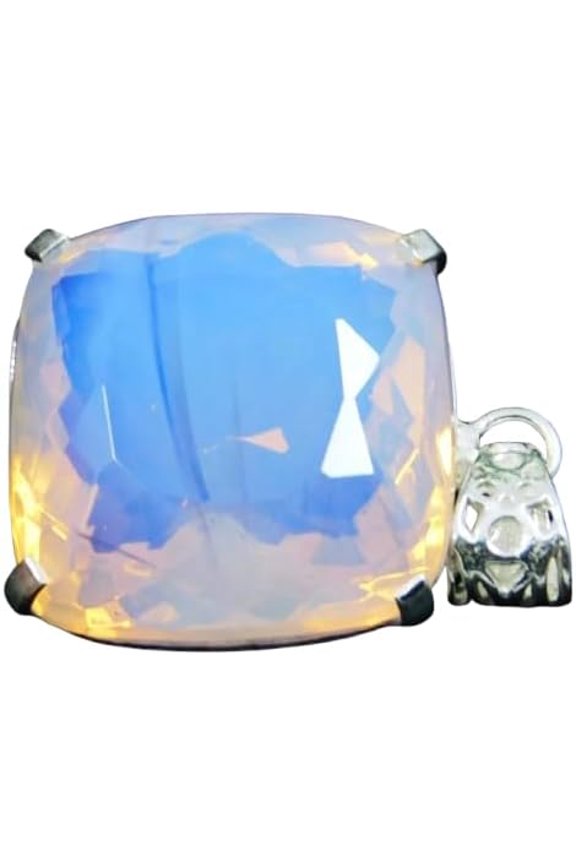 93.50 CT Bi-Color Natural Welo Opal Cushion Gemstone Inlaid Pendant 925 Solid Silver Metal Necklace Gift for Her without Chain