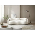 thumbnail image 1 of 93.6" Cloud Couch, Boucle Curved Sofa with 24.4" Deep Seat and 3 Toss Pillows, 4 Seat Deep Couch for Living Room, White, Truck Delivery In 2-3 Weeks, 1 of 9