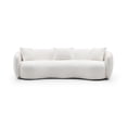 thumbnail image 1 of 93.6 inch Mid Century 3 Seat Curved Sofa, Minimalism Style Fabric Sofa with 3 Throw Pillows, Modern Boucle Fabric Couch for Bedroom, Office, Apartment, White, 93.6"Lx41.3"W x26.9"H, 1 of 9