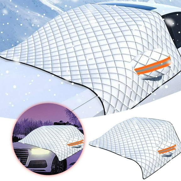 93.7*58.26inch Car Windshield Cover for Snow,Winter Windshield Frost Protection,Windproof Half Tarp Sunroof Cover for Cold Weather Overnight Parking,Waterproof Frostproof Car Clothing for Vehicles