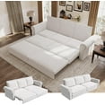 thumbnail image 1 of 93.7" King Size Sleeper Sofa Bed, Pull Out Sofa Bed, Velvet Upholstery, 3 in 1 Convertible Sleeper Couch, Chaise Lounge, Retro Recliner for Living Room, Office, Apartment, Beige, 1 of 9