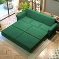 thumbnail image 1 of 93.7" King Size Sleeper Sofa Bed, Pull Out Sofa Bed, Velvet Upholstery, 3 in 1 Convertible Sleeper Couch, Chaise Lounge, Retro Recliner for Living Room, Office, Apartment, Green, 1 of 9