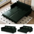thumbnail image 1 of 93.7" King Size Sleeper Sofa Bed, Pull Out Sofa Bed, Velvet Upholstery, 3 in 1 Convertible Sleeper Couch, Chaise Lounge, Retro Recliner for Living Room, Office, Apartment, Green, 1 of 9