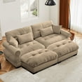 thumbnail image 1 of 93.7" Loveseat Sofa, 2 Seater Modular Sectional Sofa, Camel Large U Shaped Sectional Couches for Living Room, Fluffy Couch, Love Seat, Velvet Cloud Couch with Ottoman, Deep Seat Sofas for Living home, 1 of 11