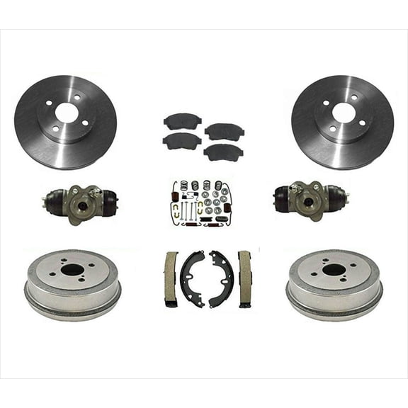 93-97 Corolla Prizm Brake Disc Rotors Pads Drums Shoes Cylinders Springs 9Pc Kit