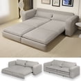 thumbnail image 1 of 93" King Pull Out Sofa Bed, Teddy Sleeper Sofa Couch, Modern Wide Armrest, 3 in 1 Convertible Futon Couches for Living Room, Small Space, Apartment, Office, Bedroom, Grey, 1 of 11