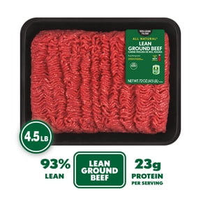 All Natural* 93% Lean/7% Fat Lean Ground Beef, 4.5 lb Tray