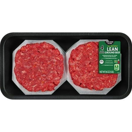 93% Lean / 7% Fat Lean Ground Beef Patties, 4 Count, 1 lb Tray, Fresh, All Natural*