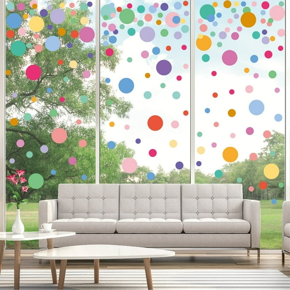 93 Pcs Multi-color Dots Decals Self-adhesive Removable Round Wall Stickers Vinyl Peel and Stick Living Room Kids Boys Girls Bedroom Playroom Wall Window Decor
