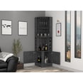 thumbnail image 1 of 93" Tall Bar Cabinet, Wooden Wine Cabinet with 8 Wine Cubbies, Glass Rack and Double Door, Corner Wine Cabinet Wine Rack for Kitchen, Dining Room Living Room, Dark Gray, 1 of 7