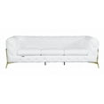 thumbnail image 1 of 93" White and Gold Genuine Tufted Leather Standard Sofa, 1 of 5