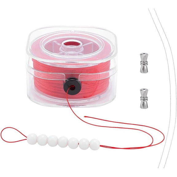 93 Yards Beading Thread 0.6mm String for Bracelets Sewing String Beading Line Seed Bead Thread Cord with Leading Wire and Buckle for Bracelet Jewelry Making Stitching Red