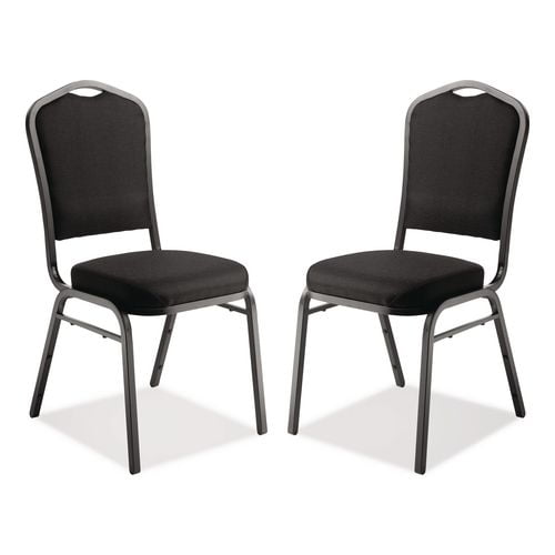 9300 Series Deluxe Upholstered Stack Chair, Fabric, Supports 500 lb, 19" Seat Height, Ebony Black Se | Bundle of 2