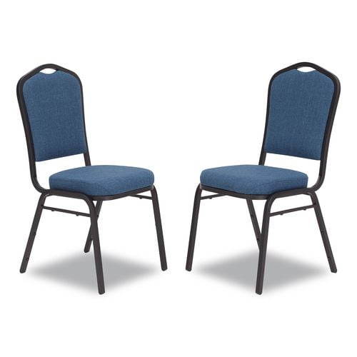 9300 Series Deluxe Upholstered Stack Chair, Fabric, Supports 500 lb, 19" Seat Ht, Natural Blue Seat/ | Bundle of 2