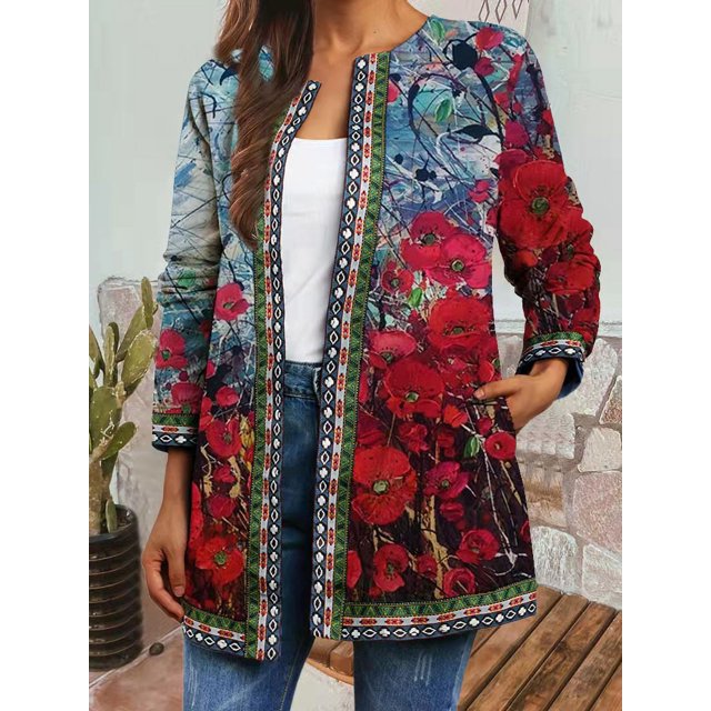 9311 Amazon wish Fall/Winter New Vintage Ethnic Style Printed Long