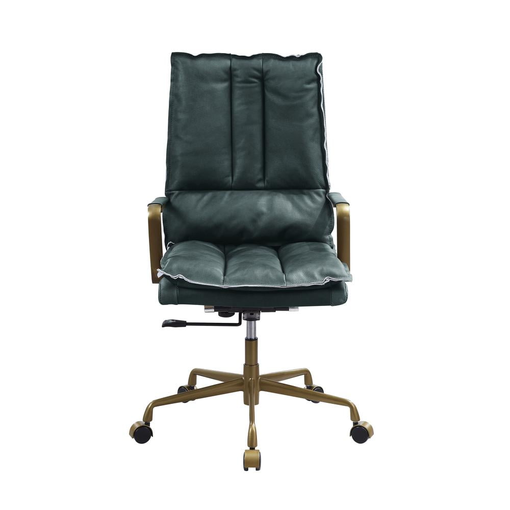 Luxurious Dark Green Top Grain Leather Executive Swivel Chair