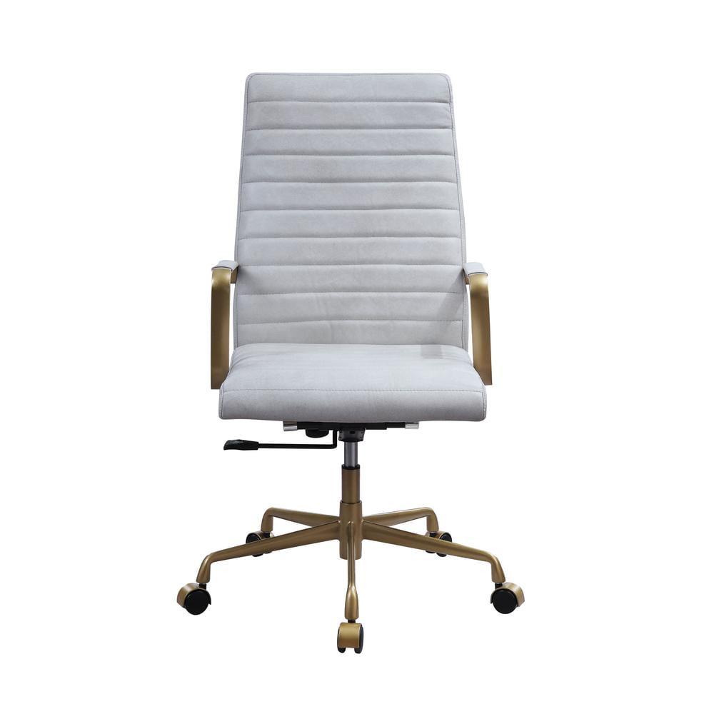 Ergonomic High Back Swivel Office Chair in Vintage White Leather