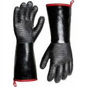 932   F heat-resistant gloves for barbecue, long sleeved waterproof gloves for frying, cooking, oven, smoking, flame retardant, oil resistant chloroprene rubber coating 35.6 cm