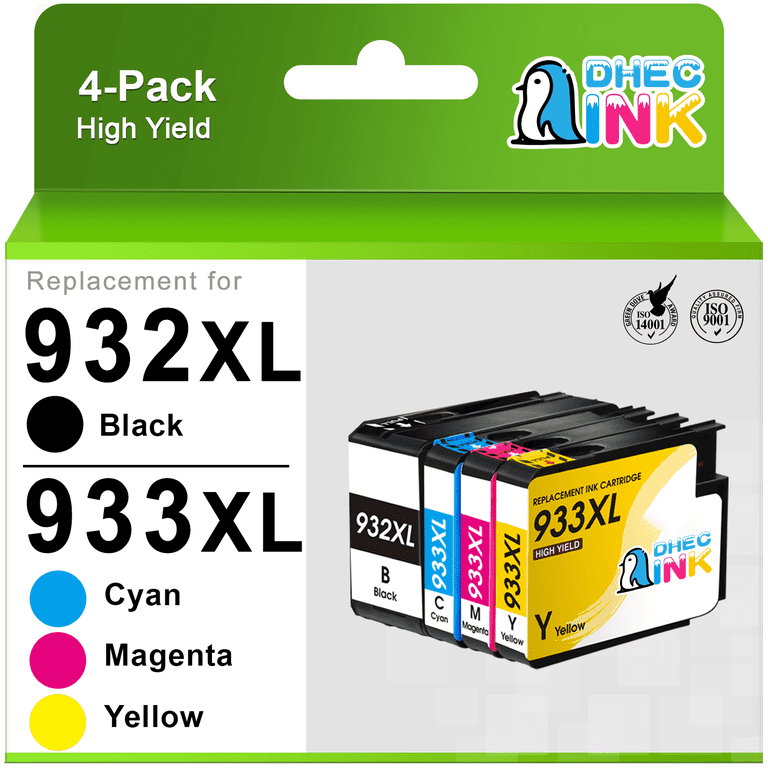 Star Ink 932XL 933XL Ink Cartridge Combo, Black Cyan Magenta
