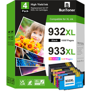 932XL 933XL Ink Cartridges Compatible for HP 932 and 933 XL Combo Pack for HP Officejet 6100 6600 6700 7110 7510 7610 7612 Printer Black, Cyan, Magenta, Yellow