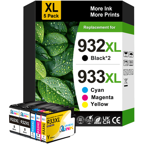932XL 933XL Ink Compatible for HP 932 933 XL Ink Cartridge for HP Officejet 6600 6700 Printer, 5-Pack