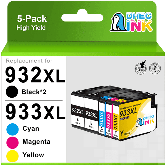 932XL 933XL Ink Compatible for HP 932 933 XL Ink Cartridge for HP Officejet 6600 6700 Printer, 5-Pack