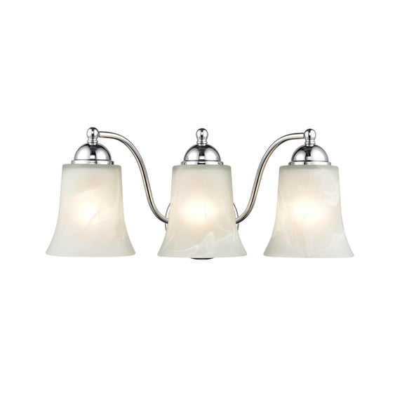Millennium Lighting Metal 3 Light Bathroom Vanity Fixture with Faux Alabaster Shades Chrome Chrome Polished