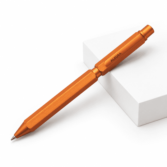 9340c - 3 In 1 Script Multipen 2 Ballpoint Pens 0.5 Mm Black & Red + 1 Graphite Mechanical Pencil 0.5gonal Body Orange Brushed Alu
