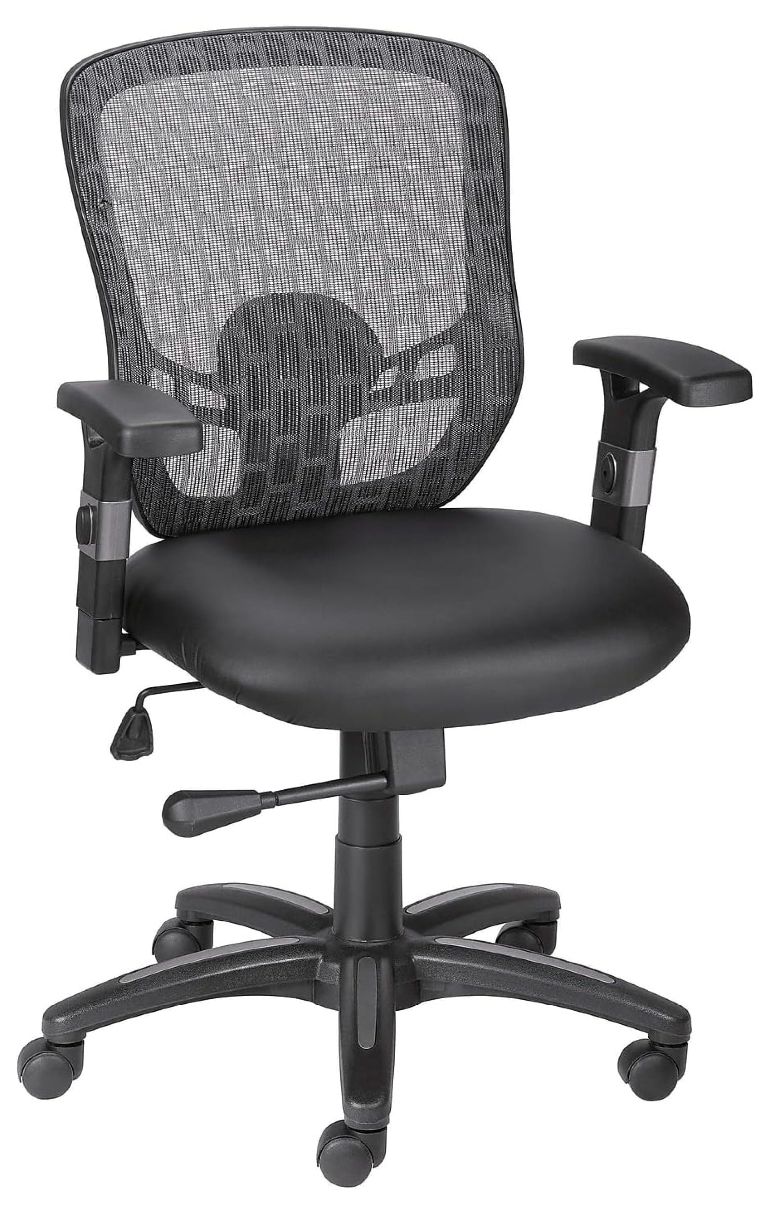 Luxura Adjustable Black Mesh and Faux Leather Office Task Chair