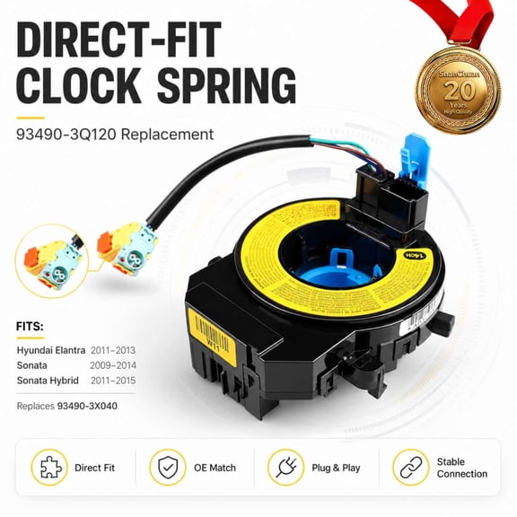 93490-3Q120 Steering Wheel Clock Spring, Replacement for Hyundai Elantra 2011-2013, Sonata 2009-2014 and Sonata Hybrid 2011-2015, Replaces 93490-3X040