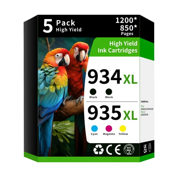 934XL/935XL Ink Cartridge Combo Pack Compatible Replacement for HP 935 adn 934 to Use with HP OfficeJet Pro 6230 6830 6835 6836 OfficeJet 6220 6800 6812 6815 6820 (5 Pack, Cyan Magenta Yellow Black)