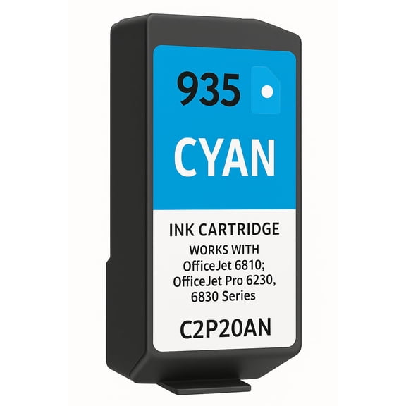 935 Cyan Ink Cartridge | Works with OfficeJet 6810; OfficeJet Pro 6230, 6830 Series | C2P20AN C2P20AN140