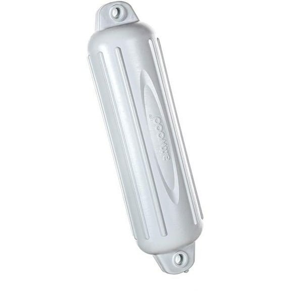 9356D1 6 x 24 in. Softside Oval Boat Fender with Thick-Wall Reinforced Eye Ends, White
