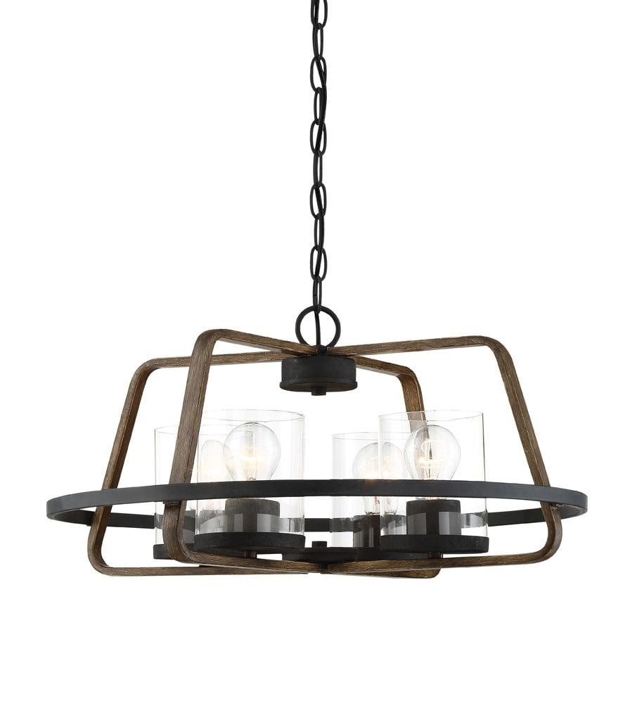 Ryder Minimalist Farmhouse 4-Light Chandelier in Forged Black