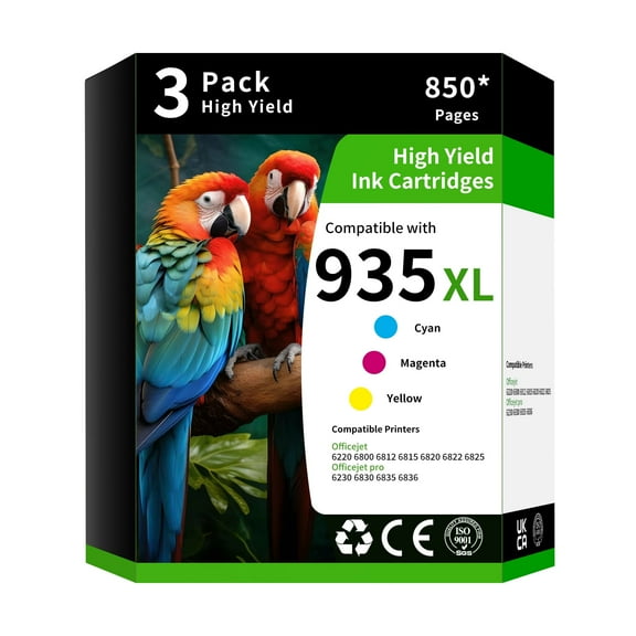 935XL Ink Cartridge Combo Pack Compatible Replacement for HP 935 to Use with HP OfficeJet Pro 6230 6830 6835 6836 OfficeJet 6220 6800 6812 6815 6820 6822 6825 (3 Pack, Cyan Magenta Yellow)