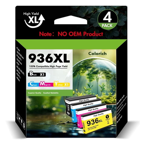 936 936e Ink Cartridges 4 Pack With Chip Compatible for HP Ink 936e 936 Combo OfficeJet Pro 9730e 9130b 9125e 9120e 9130 9135e 9122e 9128e 9110b 9120b 9130e High Yield Printer Ink