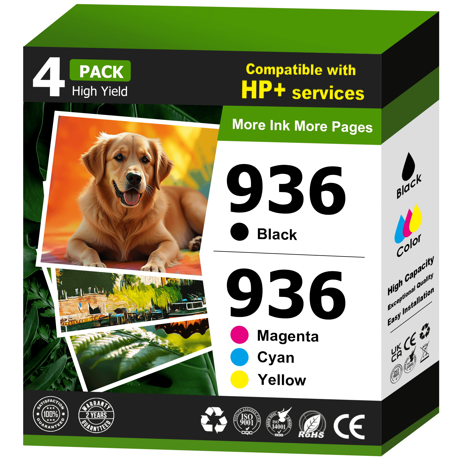 936 Ink Cartridge Compatible for HP 936e 936 XL for OfficeJet Pro 9110b 9117b 9120b 9125e 9122e 9128e 9130e 9132 9730e 9135e Printer (4 Pack)