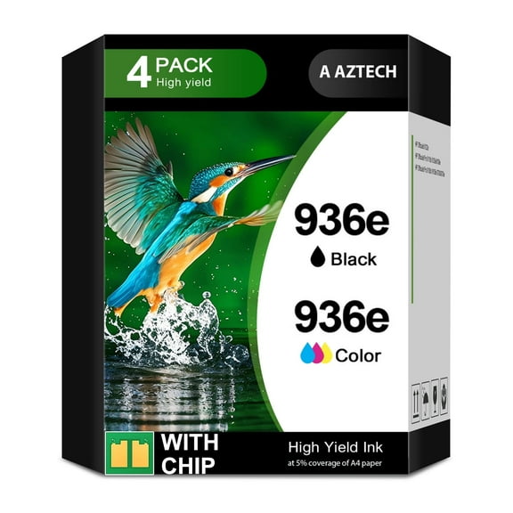 936E 936 Ink Cartridges Compatible for HP 936 E 936 936 XL OfficeJet Pro 9135e 9125e 9130b 9110b Wide Format 9730 9730e OfficeJet 9128e 9122e Printer | 936XL Eligible for Instant Ink, 936E Pack of 4