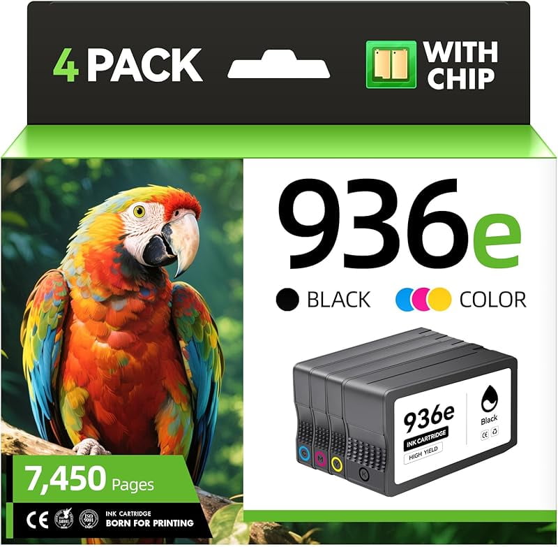 936e 936XL Ink Cartridges 4-Pack High Yield with Chip Replacement for ...