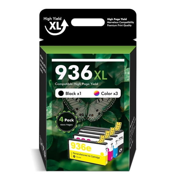 936e XL 936 9125e Ink Cartridges Compatible for HP 936e 936XL 936 Combo Pack OfficeJet Pro 9130e 9135e 9120e 9730e 9130 9122e 9128e 9110b 9120b 9130b Printer (4 Pack,B/C/M/Y)