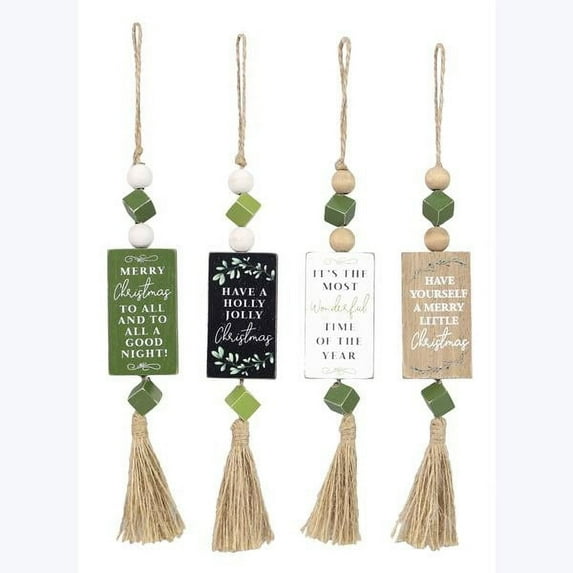 93859 - Wood Twas the Night Mini Wall Sign/Ornament, 4 Ast
