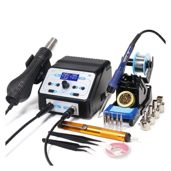 938BD+-I 750W Soldering Iron Station Declining Display SMD Rework Station LCD Welding Station Hot Air Gun Soldering Station ,Precision Control