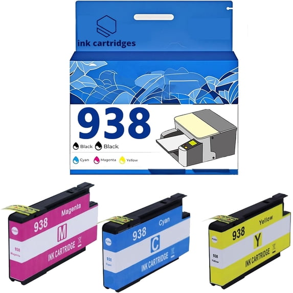 938XL Ink Cartridges Compatible for Pro 9110B 9120 9130 9720 9730 Inkjet Printers, Leak-Proof Design Crisp Printing