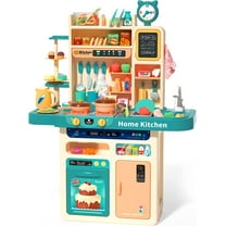 93PCS Kids Kitchen Playset,Play Kitchen Toy with Realistic Lights & Sounds,Pretend Steam,Play Sink & Oven,Color Changing Play Food,Menu Board & Other Kitchen Accessories Set for Toddlers