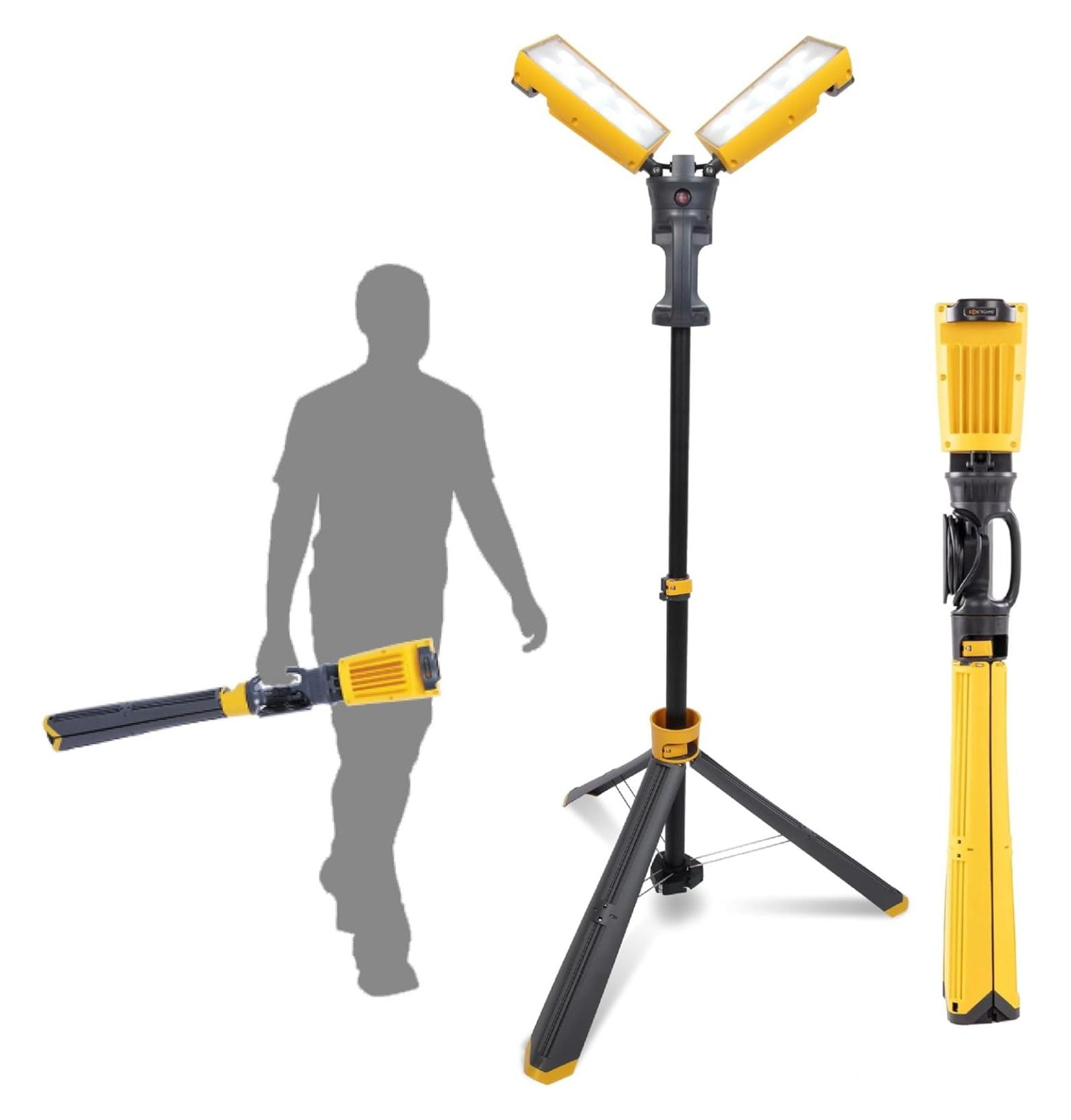 93W, LED Portable Corded LED Work Light with Stand, Dual Head Foldable